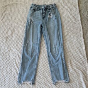 American Eagle Outfitters Light Blue Distressed Straight Leg Jeans